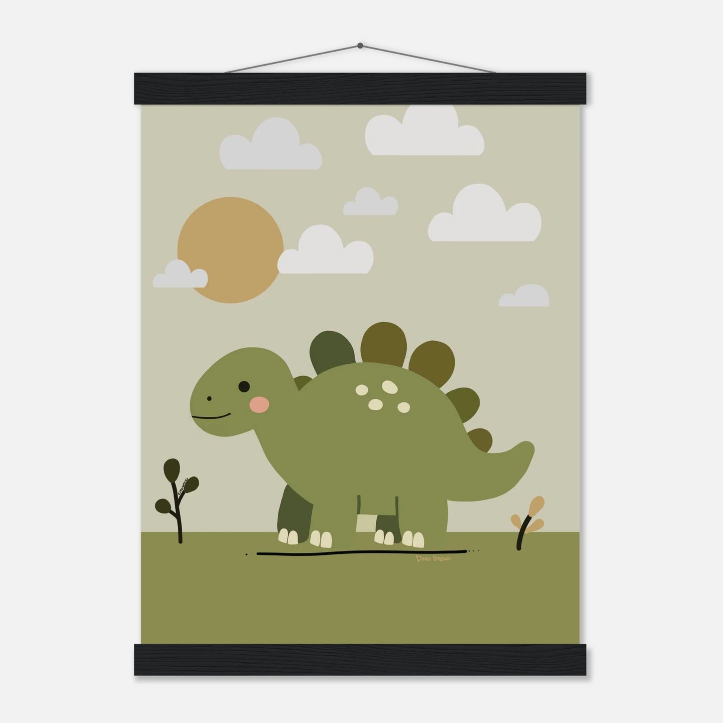 Inredningsposter med charmig stegosaurusillustration – barnrum från Lillrum.