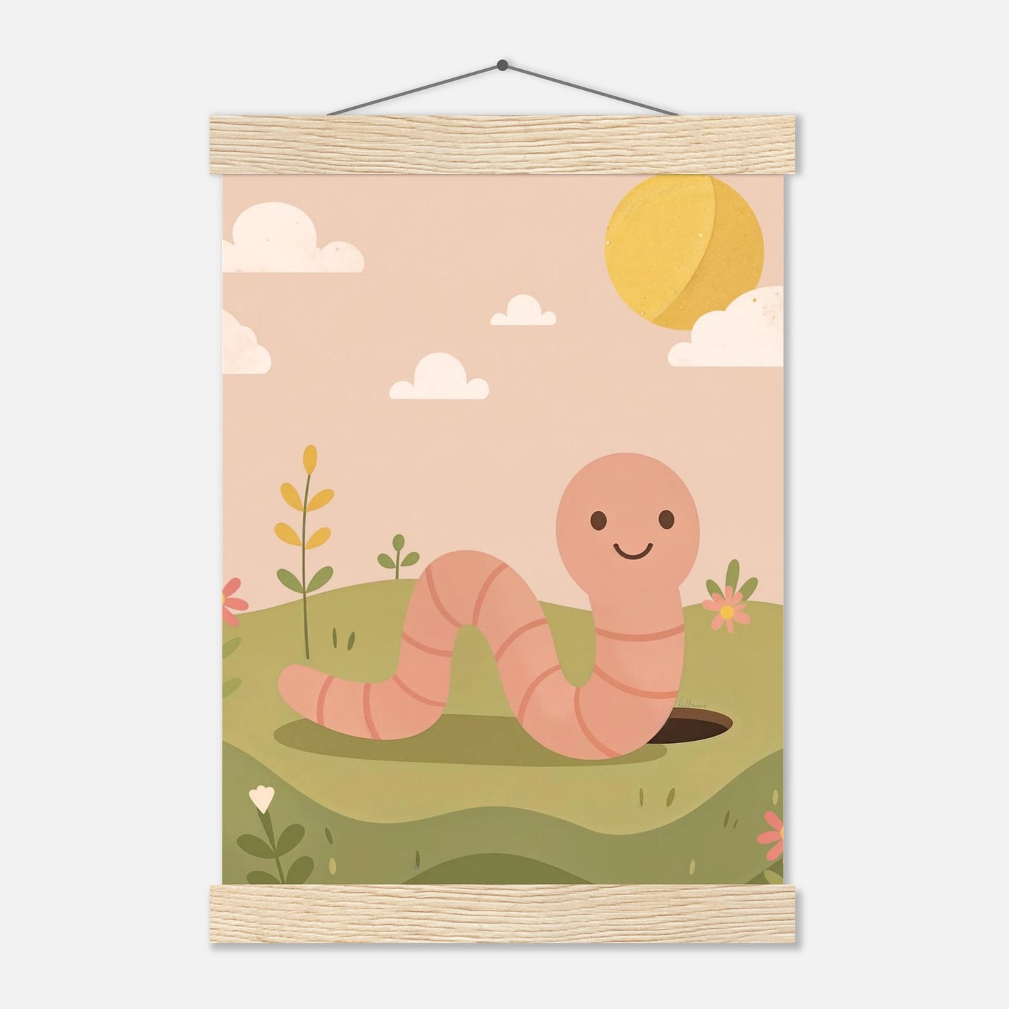 Poster med jordnära tema och mjuk stil – masken som symbol för nyfikenhet, från Lillrum.