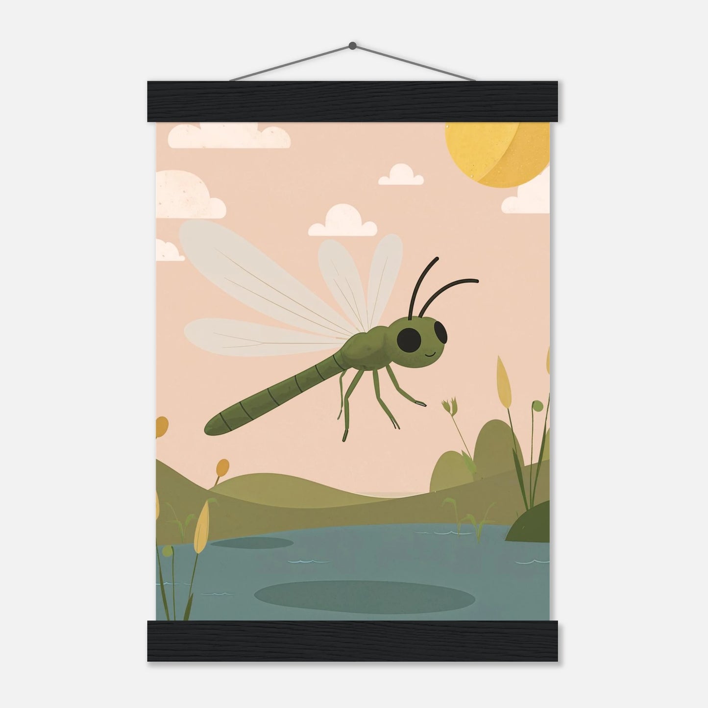 Pedagogisk och stilren illustration av trollslända – barnposter med naturfokus från Lillrum.
