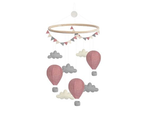 Handsydd mobil, Luftballonger med vimpel, Rosa
