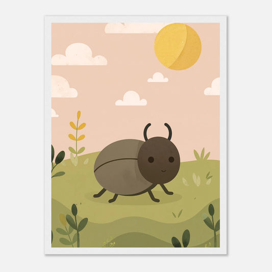 Illustration av söt skalbagge i lekfull stil, fine art-poster för barnrum från Lillrum.
